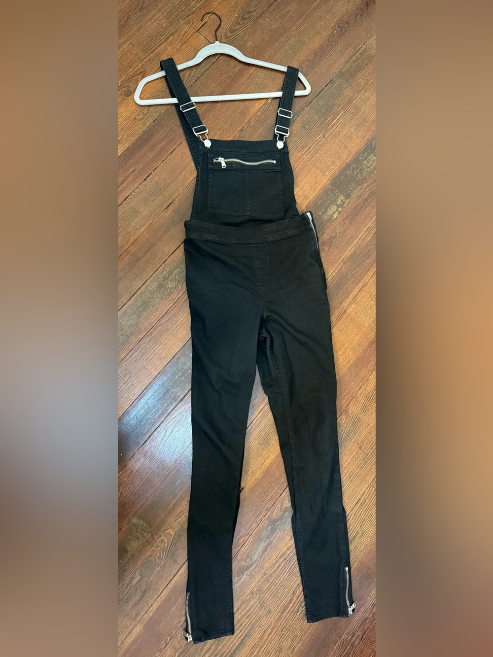 H&M Black Stretch Overall Jumpsuit with Zip Details